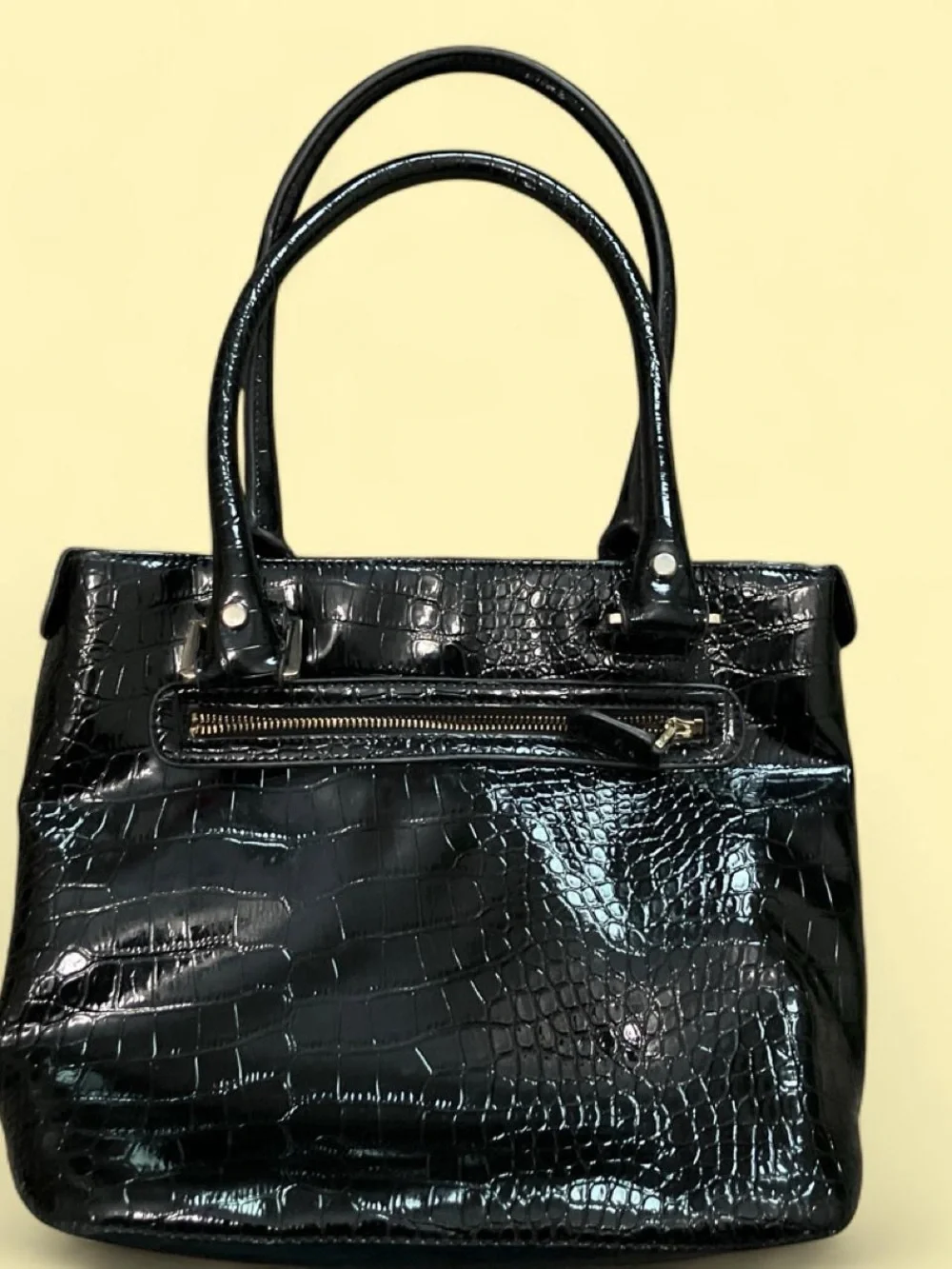 Classic Black Croc-Embossed Tote Bag - ANNE KLEIN new without tags no flaws